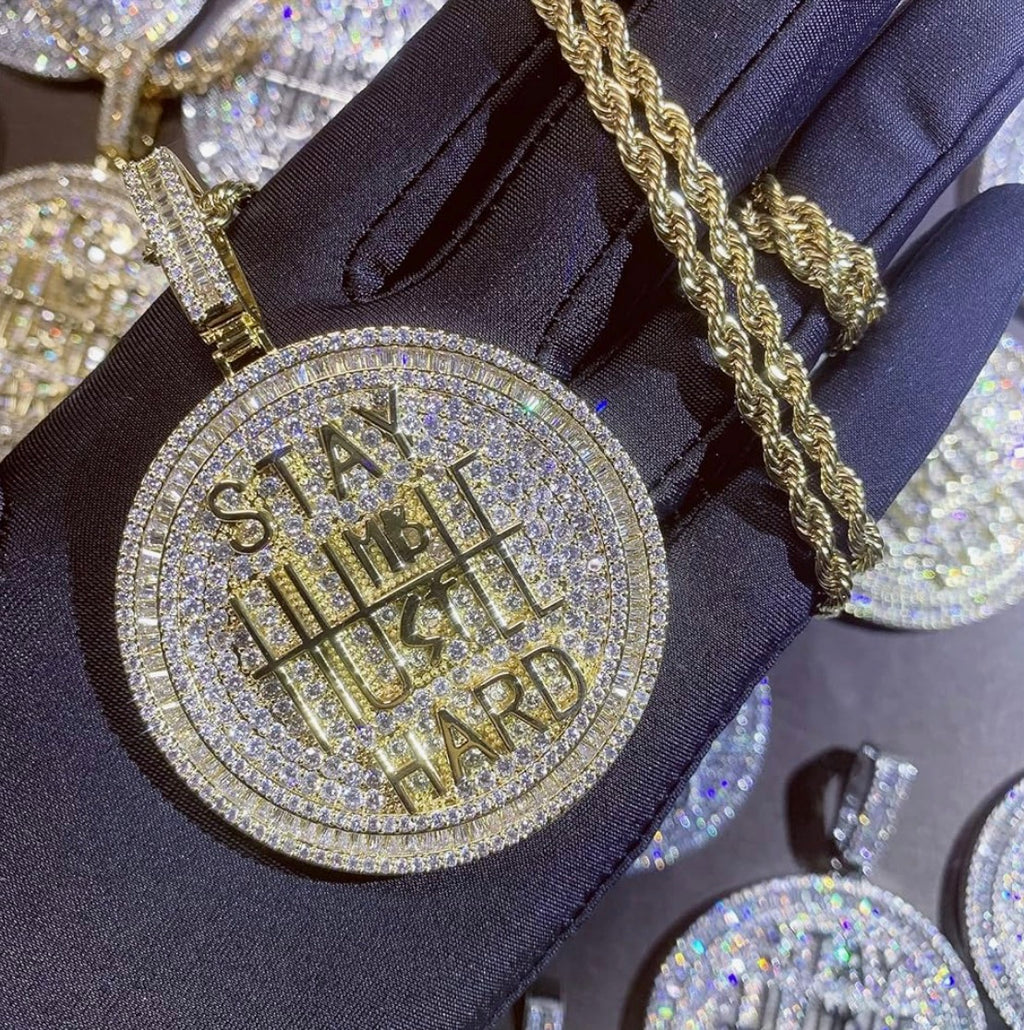 Stay humble hustle hard pendant and chain