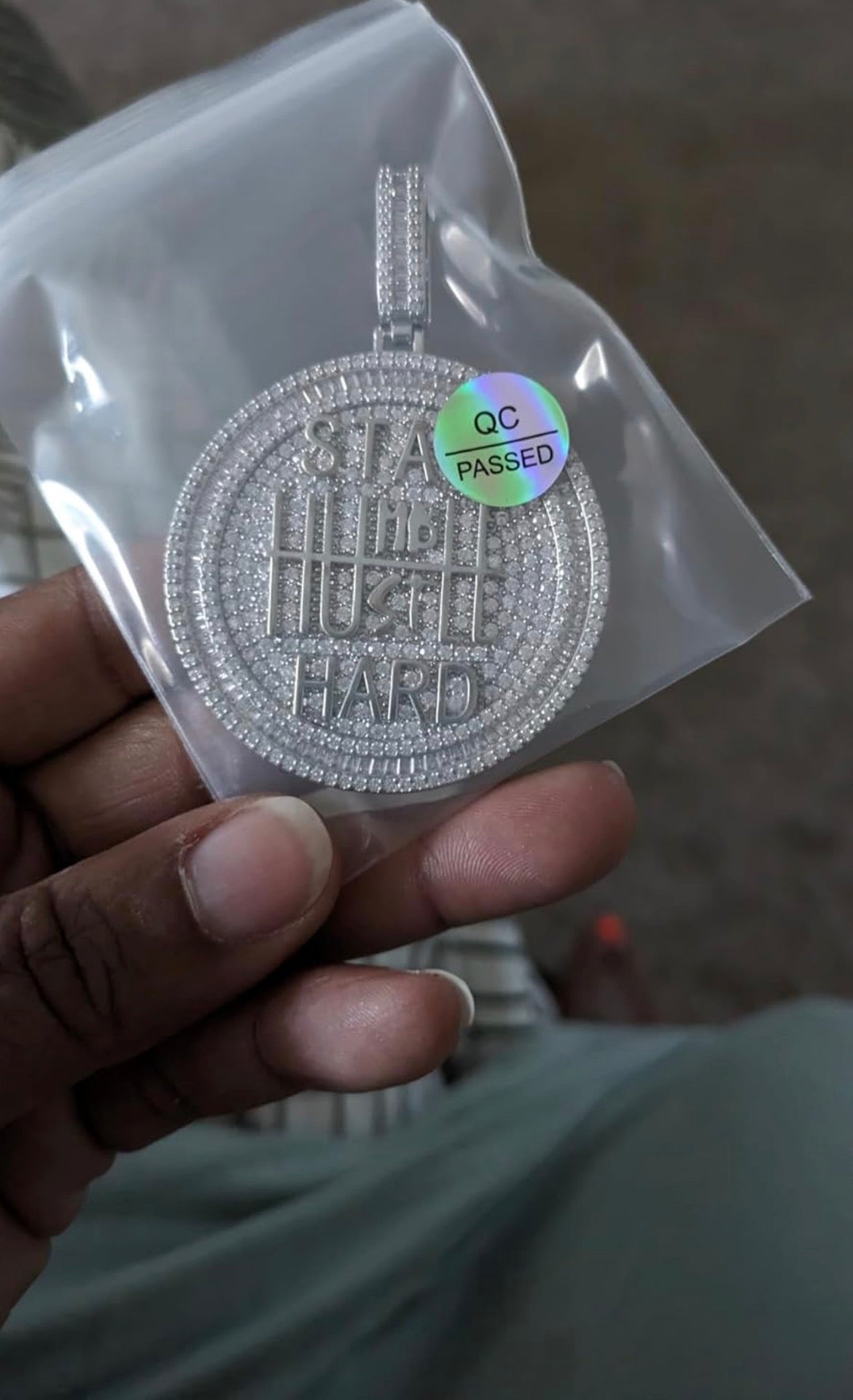 Stay humble hustle hard pendant and chain