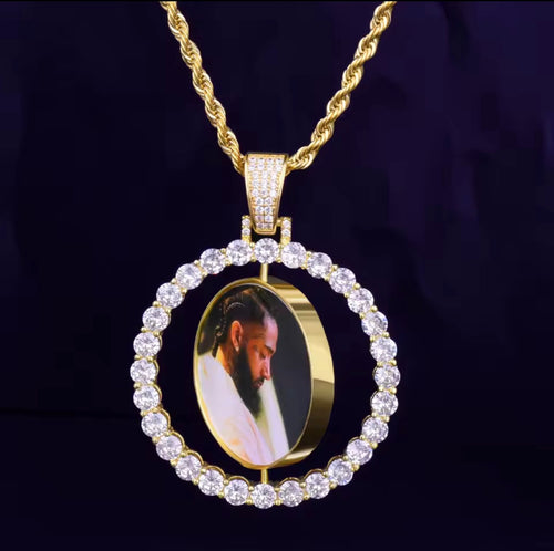Circle diamond pendent memorial chain
