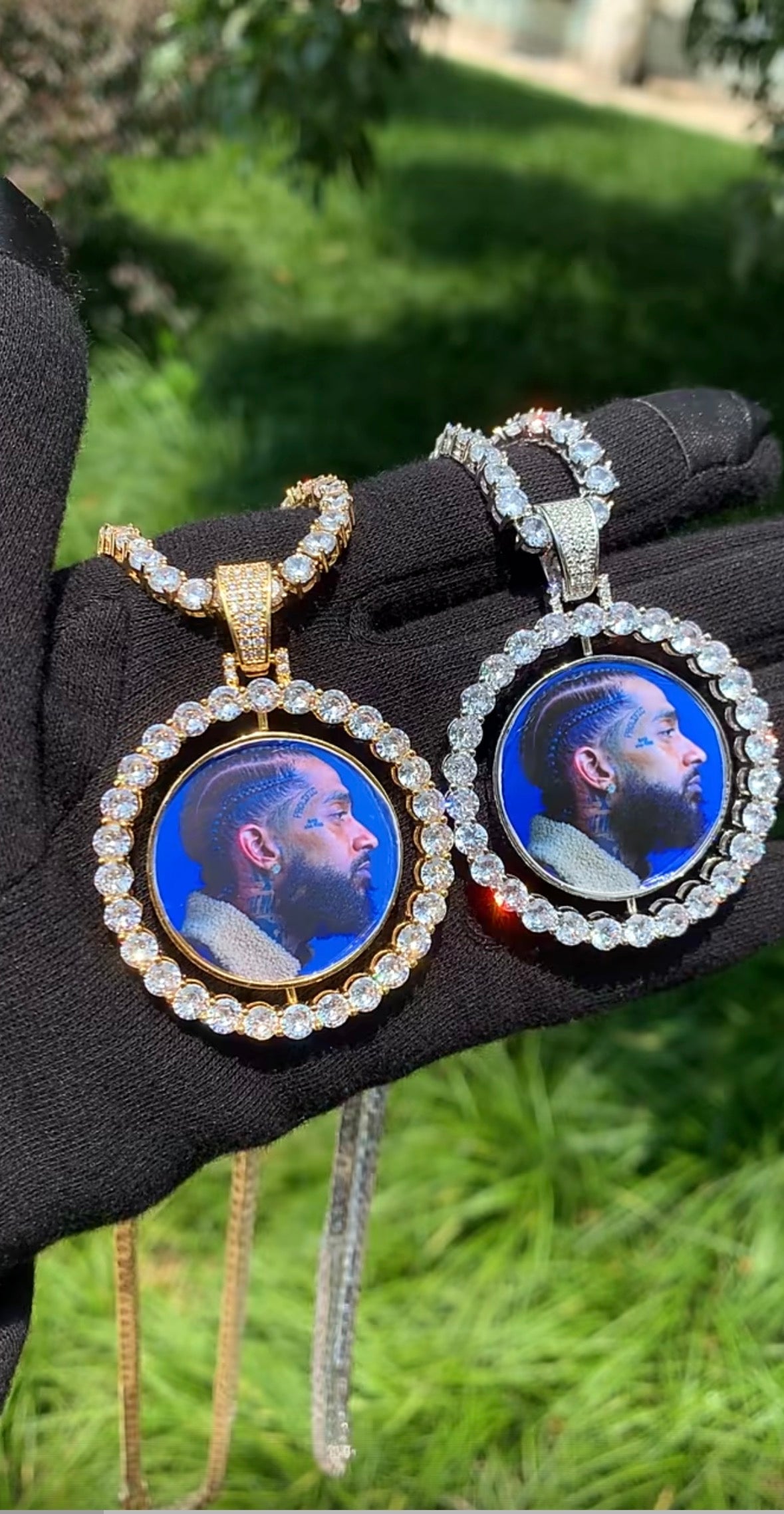 Circle diamond pendent memorial chain