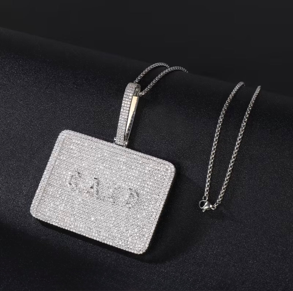 Customs name neckless dog tags iced zirconia pendant