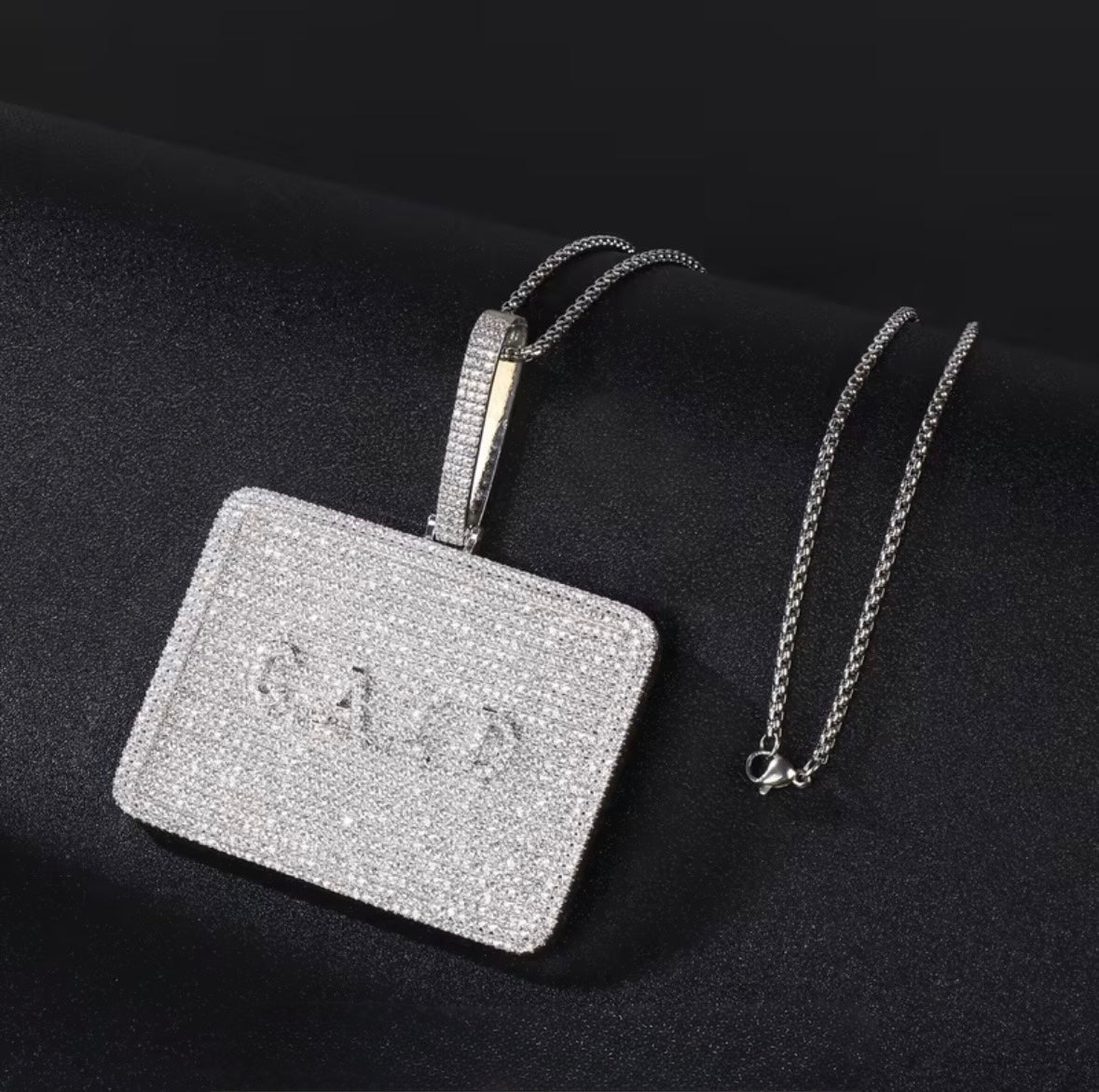 Customs name neckless dog tags iced zirconia pendant