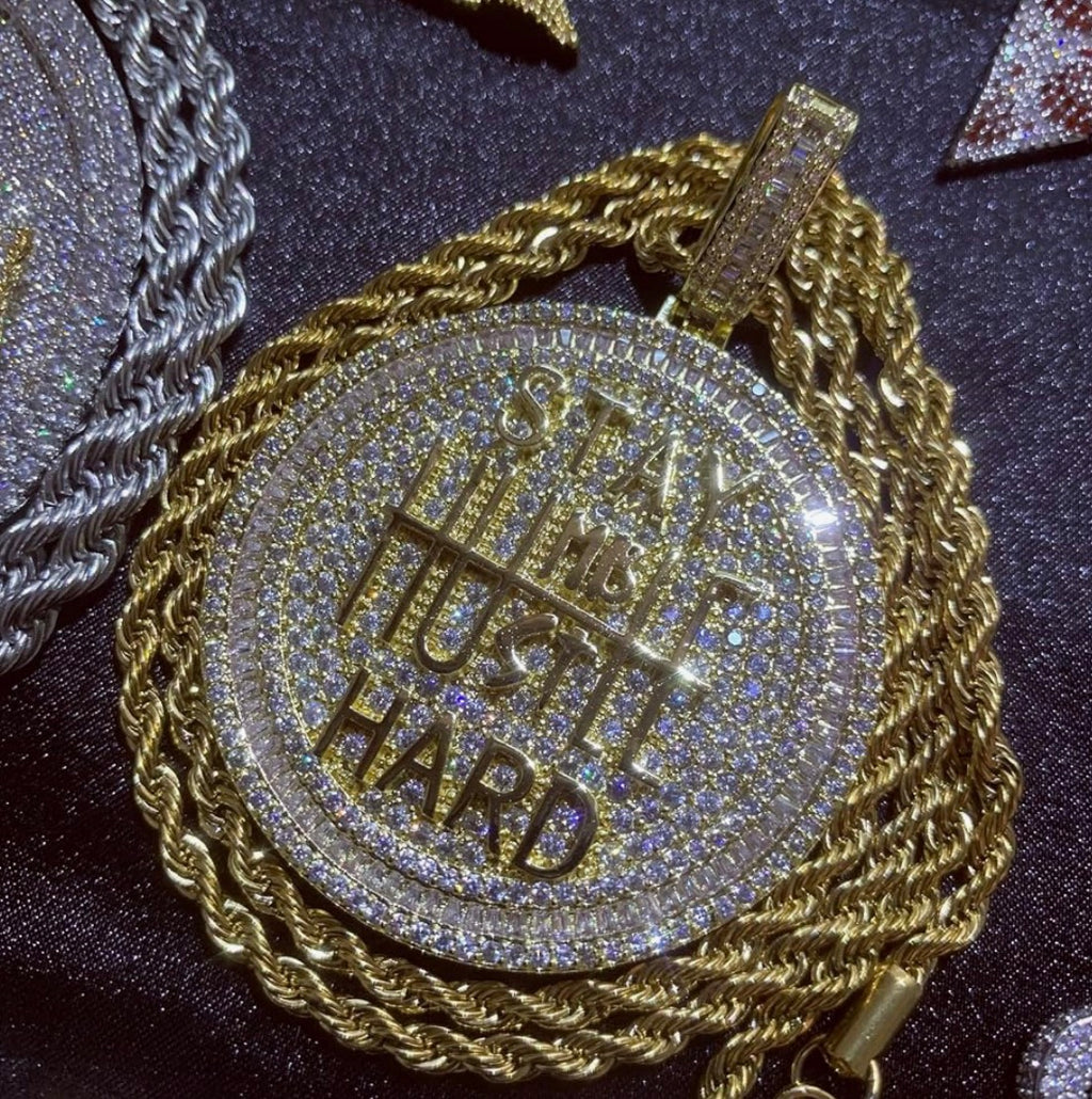 Stay humble hustle hard pendant and chain