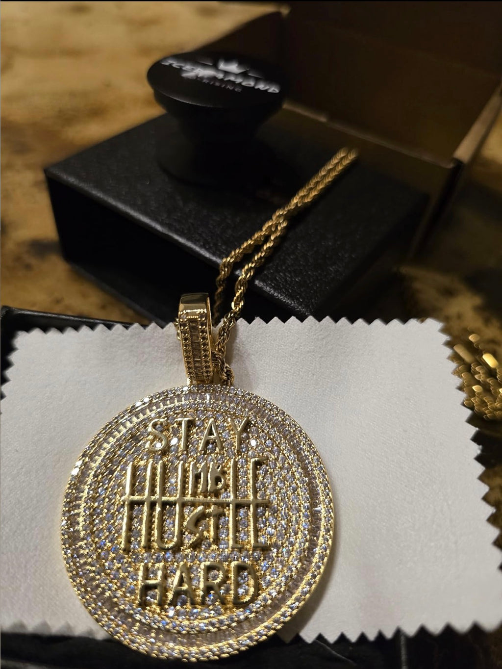 Stay humble hustle hard pendant and chain