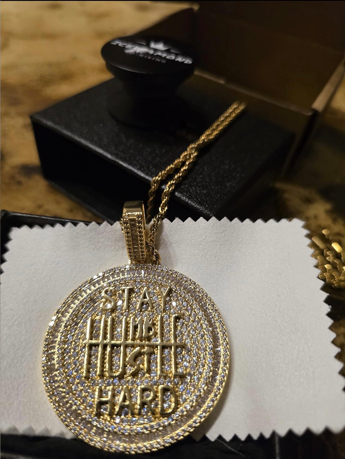 Stay humble hustle hard pendant and chain